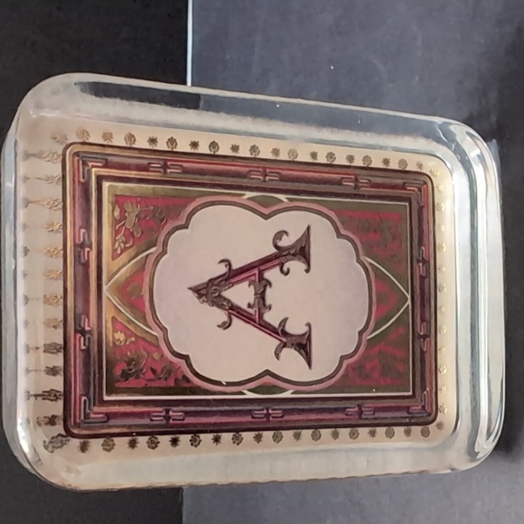 Vintage Art Glass Paperweight Features The Letter A On a Card . - Picture 2 of 7